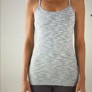 Lululemon | Grey/White Stripe Power Y Tank | 2